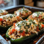 Beef and Rice Stuffed Poblano Peppers