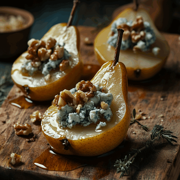 Blue Cheese Stuffed Pears with Honey and Walnuts