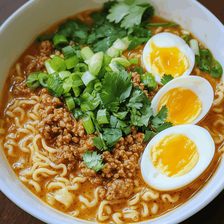 Curry Ramen with Ground Turkey and Soft Boiled Eggs