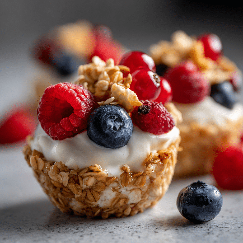 Frozen Yogurt Granola Cups with Fresh Berries