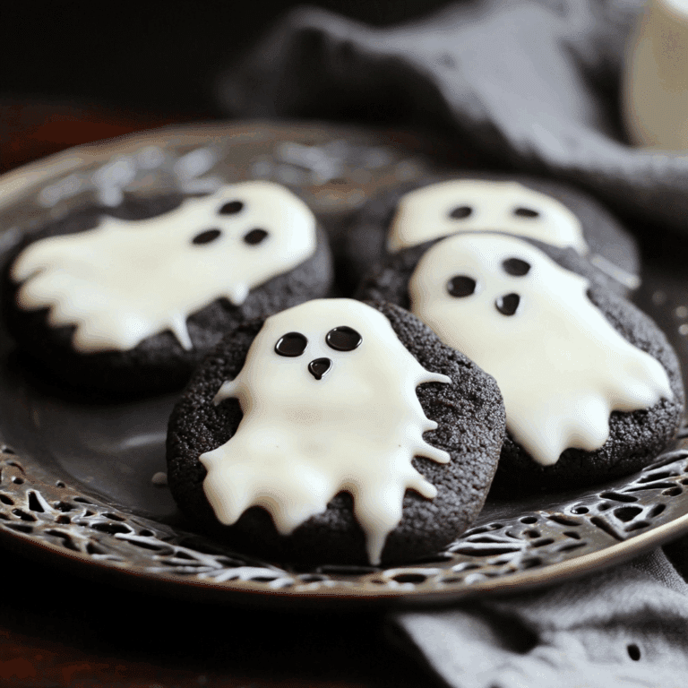 Ghost Cookies with White Chocolate and Black Cocoa