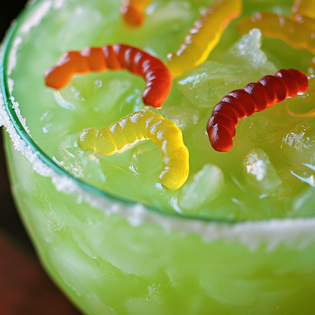 Green Party Punch with Gummy Worms