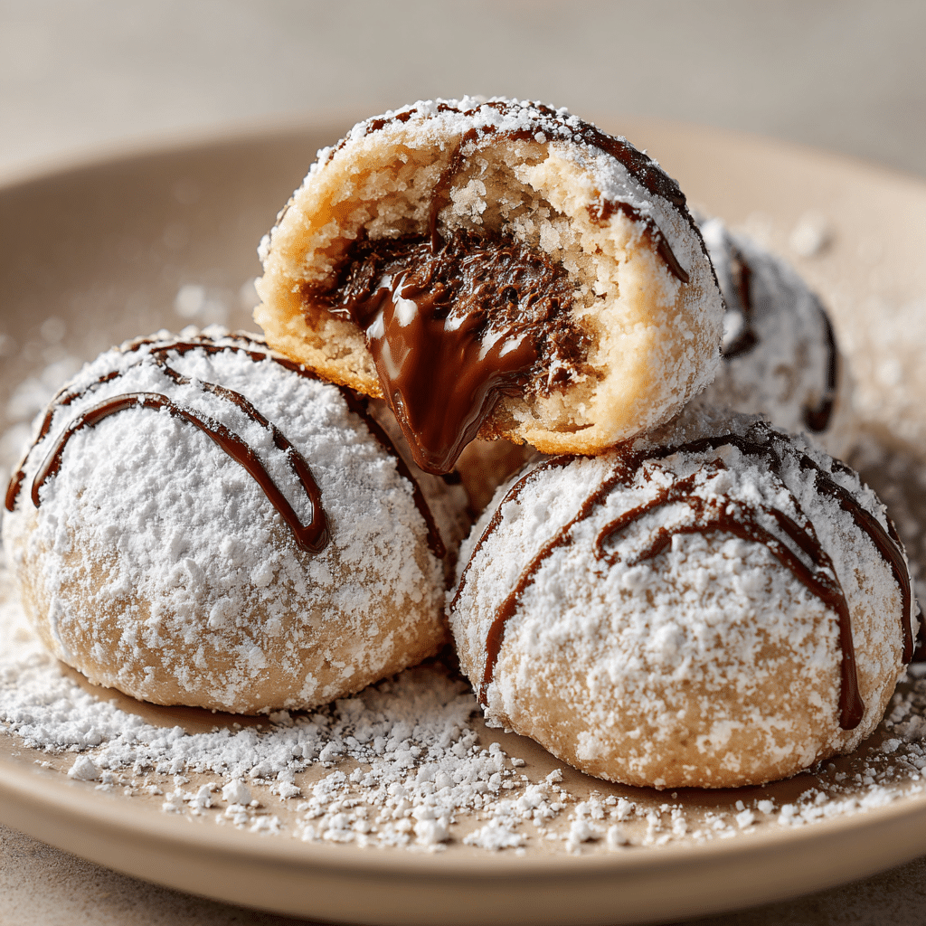 Nutella-Stuffed Snowball Cookies