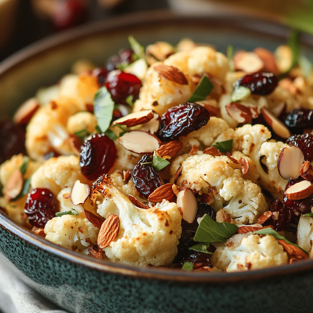 Roasted Cauliflower Salad with Almonds and Cherries