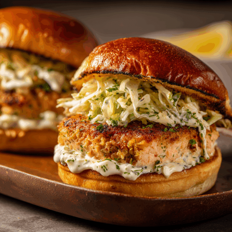 Salmon Burgers with Creamy Cabbage Slaw
