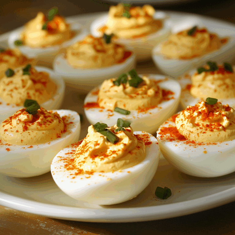 Spicy Deviled Eggs with Mustard Filling