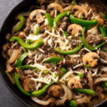 Philly Cheesesteak Skillet with Peppers and Mushrooms