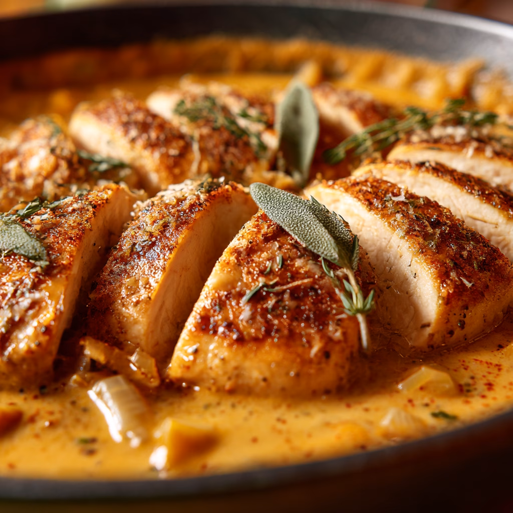 Pumpkin Parmesan Chicken Skillet