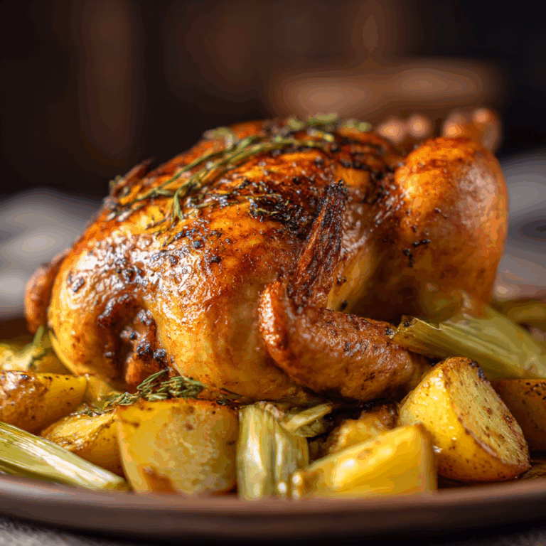 Roast Chicken with Potatoes and Leeks
