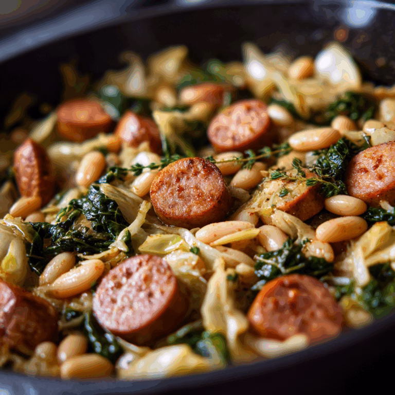 Sausage Cabbage Skillet with White Beans