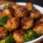 Teriyaki Chicken Meatballs with Broccoli