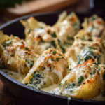 Chicken Stuffed Shells with Spinach and Alfredo Sauce